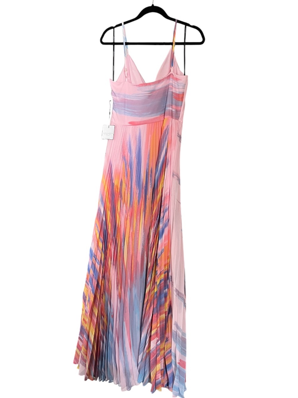 NWT Laundry by Shelli Segal Watercolor Pleated Chiffon Maxi Dress - Picture 2 of 4